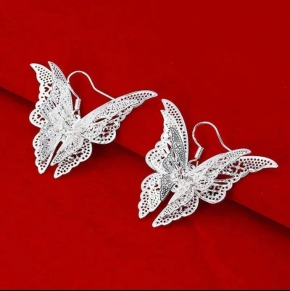 NWT Crystal Butterfly Dangle Hook Earrings - Picture 1 of 6